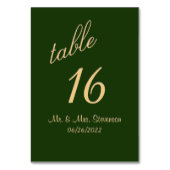 Hunter Green und Gold Tischnummer (Vorderseite)