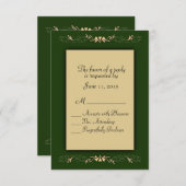 Hunter Green und Gold UAWG RSVP Karte (Vorne/Hinten)