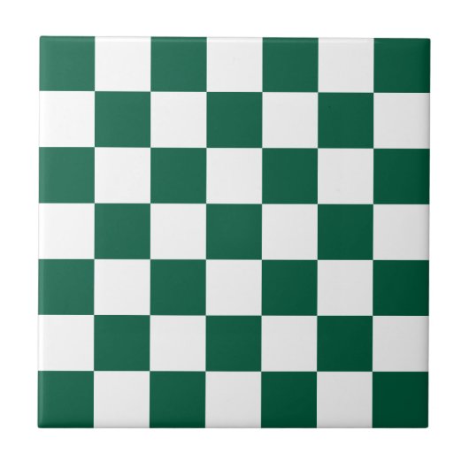 Hunter Green und Weiß Checked Fliese (Vorderseite)