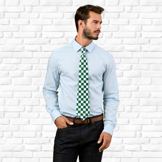 Hunter Green und Weiß Checked Krawatte