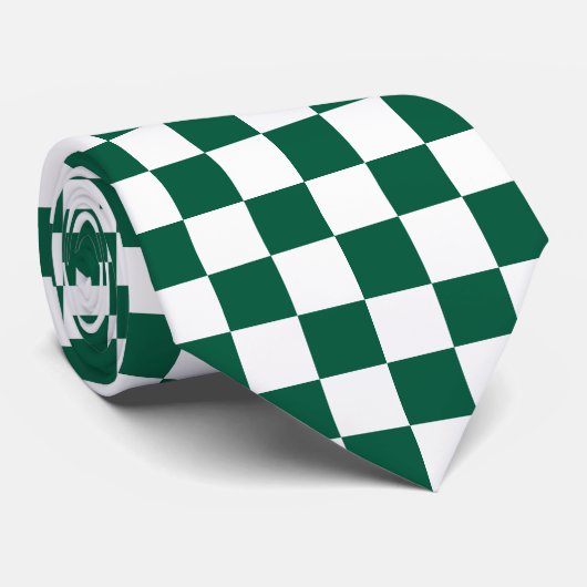 Hunter Green und Weiß Checked Krawatte (Gerollt)