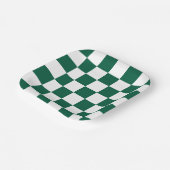Hunter Green und Weiß Checked Pappteller (Gewinkelt)