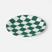 Hunter Green und Weiß Checked Pappteller (Schrägansicht)