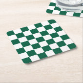 Hunter Green und Weiß Checked Rechteckiger Pappuntersetzer (angewinkelt)
