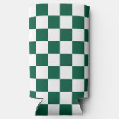 Hunter Green und Weiß Checked Selters Dosenkühler (Rückseite)