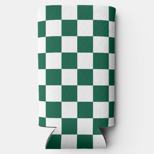 Hunter Green und Weiß Checked Selters Dosenkühler (Rückseite)