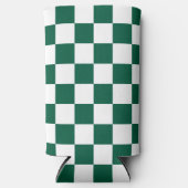 Hunter Green und Weiß Checked Selters Dosenkühler (Vorderseite)