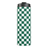 Hunter Green und Weiß Checked Thermosbecher (Vorderseite)