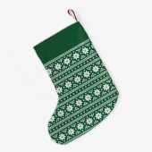 Hunter Green und White Fair Isle Monogram Kleiner Weihnachtsstrumpf (Rückseite (Hängend))