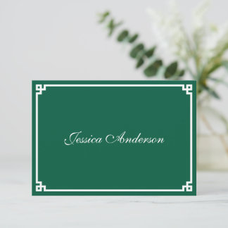 Hunter Green und White Greece Key Platzkarte