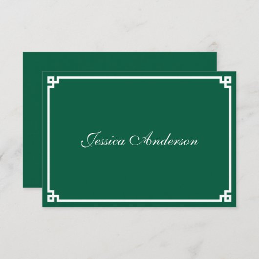 Hunter Green und White Greece Key Platzkarte (Vorne/Hinten)