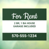 Hunter Green und White Modern House zu vermieten Fensteraufkleber (Blatt 3)