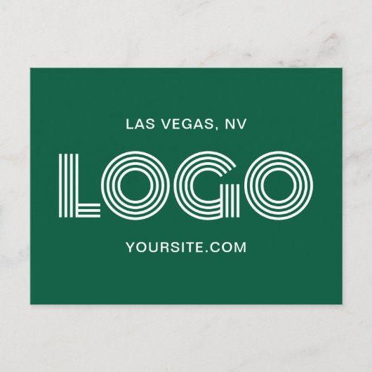 Hunter Green und White Modern Recangle Logo Postkarte (Vorderseite)