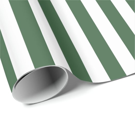 Hunter Green und White Strip Geschenkpapier (Rolleneckpunkt)