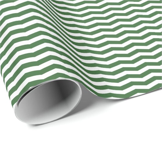 Hunter Green und White Stripes Geschenkpapier (Rolleneckpunkt)