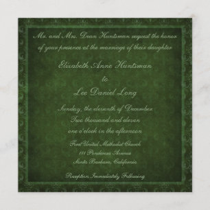 Hunter Green Vintag Damask Hochzeitseinladungen Einladung
