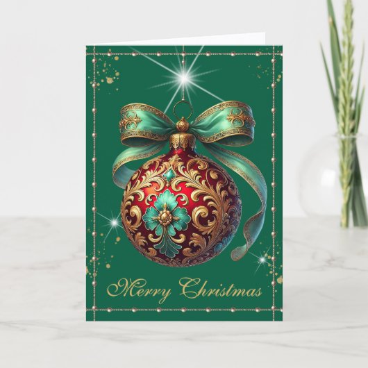 Hunter Green Vintag Ornament Weihnachten (Vorderseite)