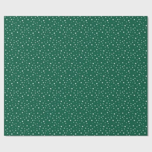 Hunter Green White Falling Snow Holiday Geschenkpapier (Flach)