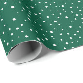Hunter Green White Falling Snow Holiday Geschenkpapier (Rolleneckpunkt)