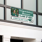 Hunter Green & White Vinyl Abschluss Banner (Äußeres Gebäude)