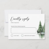 Hunter Green Winter Watercolor Forest Wedding RSVP Karte (Vorderseite)