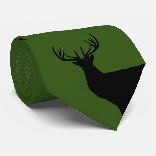 Hunter-grüner Hals-Krawatte mit Hirschprint Krawatte (Gerollt)