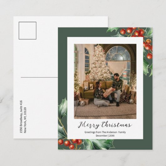 Hunter-Grünholz Feiertagskarte (Vorne/Hinten)