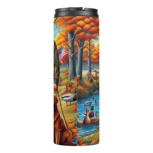 Hunter Hogs Autumn River Scene Thermosbecher (Rückseite)