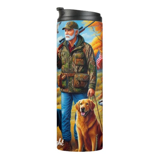 Hunter Hogs Autumn River Scene Thermosbecher (Nach rechts gedreht)