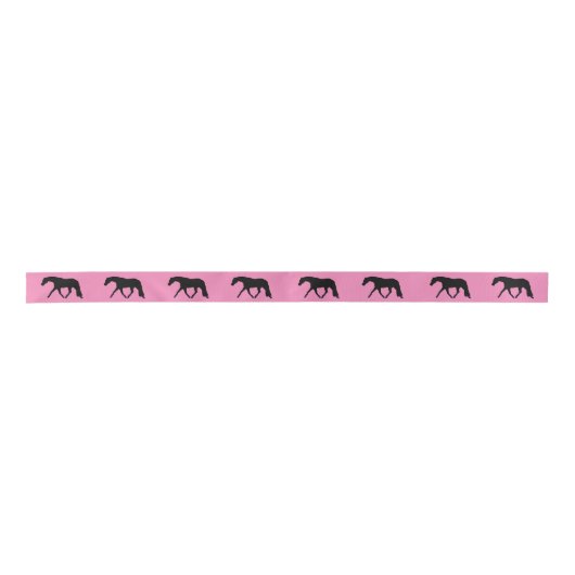 Hunter Horse Ribbon Black Satinband (Vorderseite)