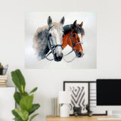 Hunter Horses Portrait Poster Print (Heimbüro)