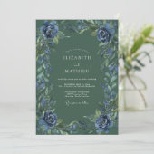 Hunter Indigo Gemalte Hochzeit Einladung (Stehend Vorderseite)