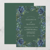 Hunter Indigo Gemalte Hochzeit Einladung (Vorne/Hinten)