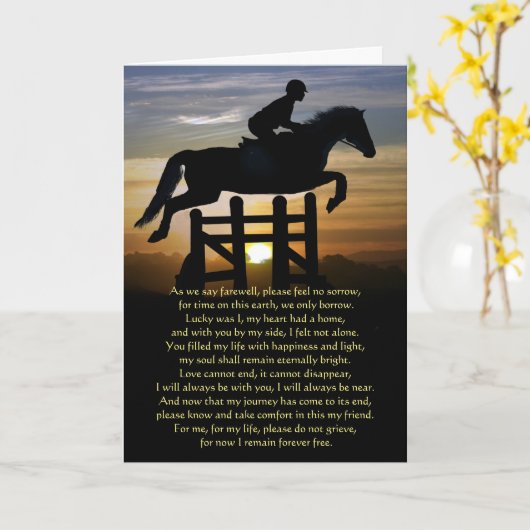 Hunter Jumper Eventing Horse Beileid Karte (Gelbe Blume)