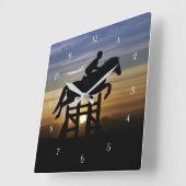 Hunter Jumper Eventing Pferd und Reiter Quadratische Wanduhr (Winkel)