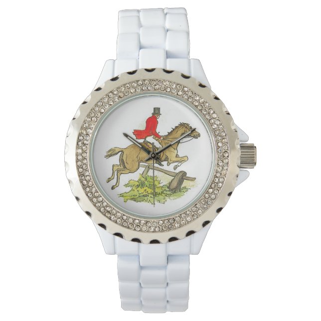 Hunter Jumper Horse Fox Jäger Reitschule Frau Armbanduhr (Vorderseite)