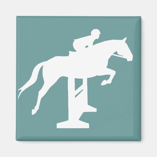 Hunter Jumper Horse & Rider (weiß) Magnet (Vorne)