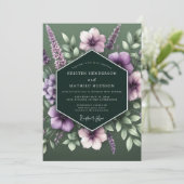 Hunter Lavender Bloom Wedding Einladung (Stehend Vorderseite)