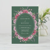 Hunter Magenta Bloom Hochzeit Einladung (Stehend Vorderseite)