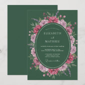 Hunter Magenta Bloom Hochzeit Einladung (Vorne/Hinten)