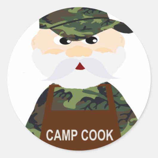 Hunter Mike in Camo Deer Camp Cook Stickers (Vorderseite)