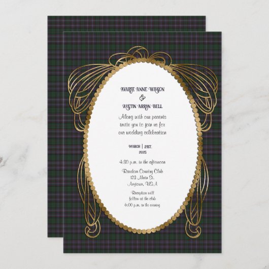 Hunter Modern Original Scottish Tartan Wedding Einladung (Vorne/Hinten)