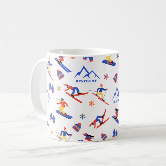 Hunter Mountain New York Ski Snowboard Muster Kaffeetasse (Vorderseite Links)