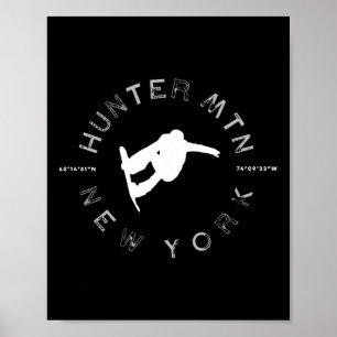 Hunter Mountain Ny Vintag Retro Snowboarding Poster