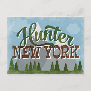 Hunter New York Fun Retro Snowy Mountains Postkarte