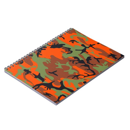Hunter Orange mit Green Camouflage Notebook Notizblock (Linke Seite)