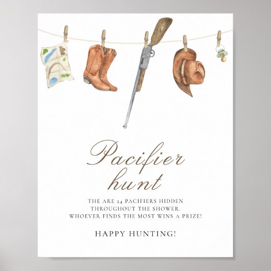 Hunter - pacifier hunt baby shower game poster (Vorne)