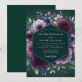 Hunter Plum Floral Wedding Einladung (Vorne/Hinten)