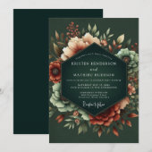 Hunter Rust Dramatic Bloom Hochzeit Einladung (Vorne/Hinten)