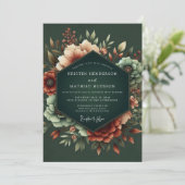Hunter Rust Dramatic Bloom Wedding Einladung (Stehend Vorderseite)